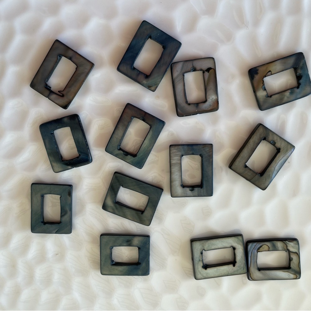 13 Stunning Oblong Black Shell Beads for Jewelry Craft Making